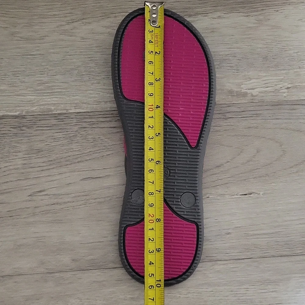 Vovea Womens 39 Floral Flip Flop Sandals Double Strap Grey Pink Cushioned‎